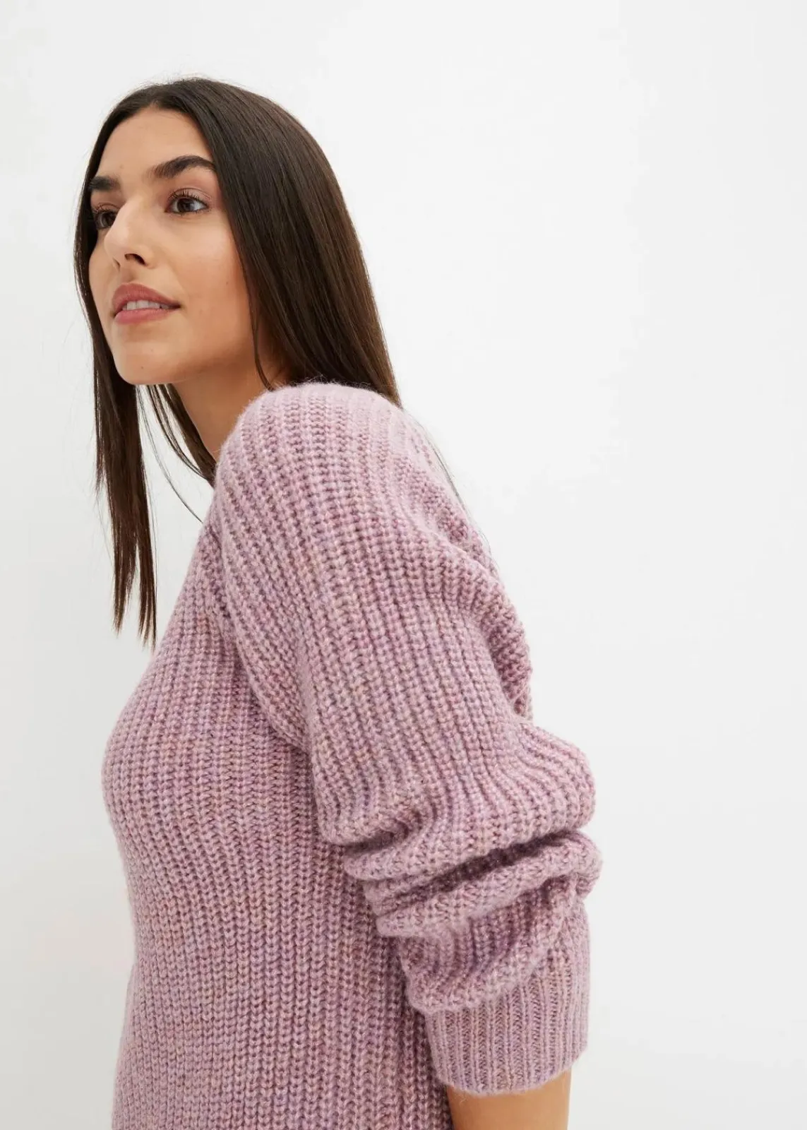 bonprix Bekleidung·Umstandsmode|Bekleidung·Jeans^Grobstrickpullover mit Glanzgarn aschrosa