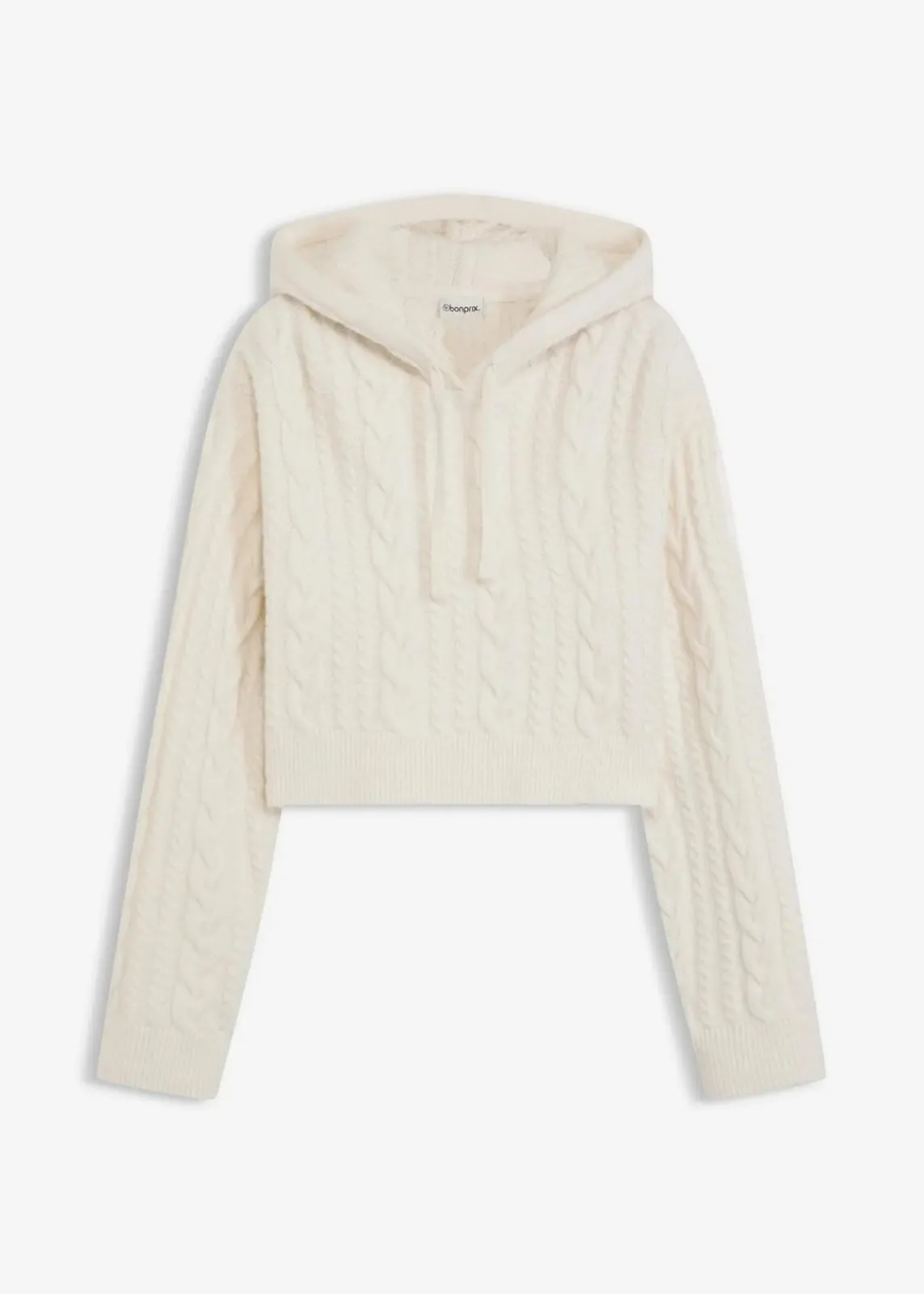 bonprix Bekleidung·Umstandsmode|Strickmode^Grobstrick-Pullover mit Kapuze perlweiß