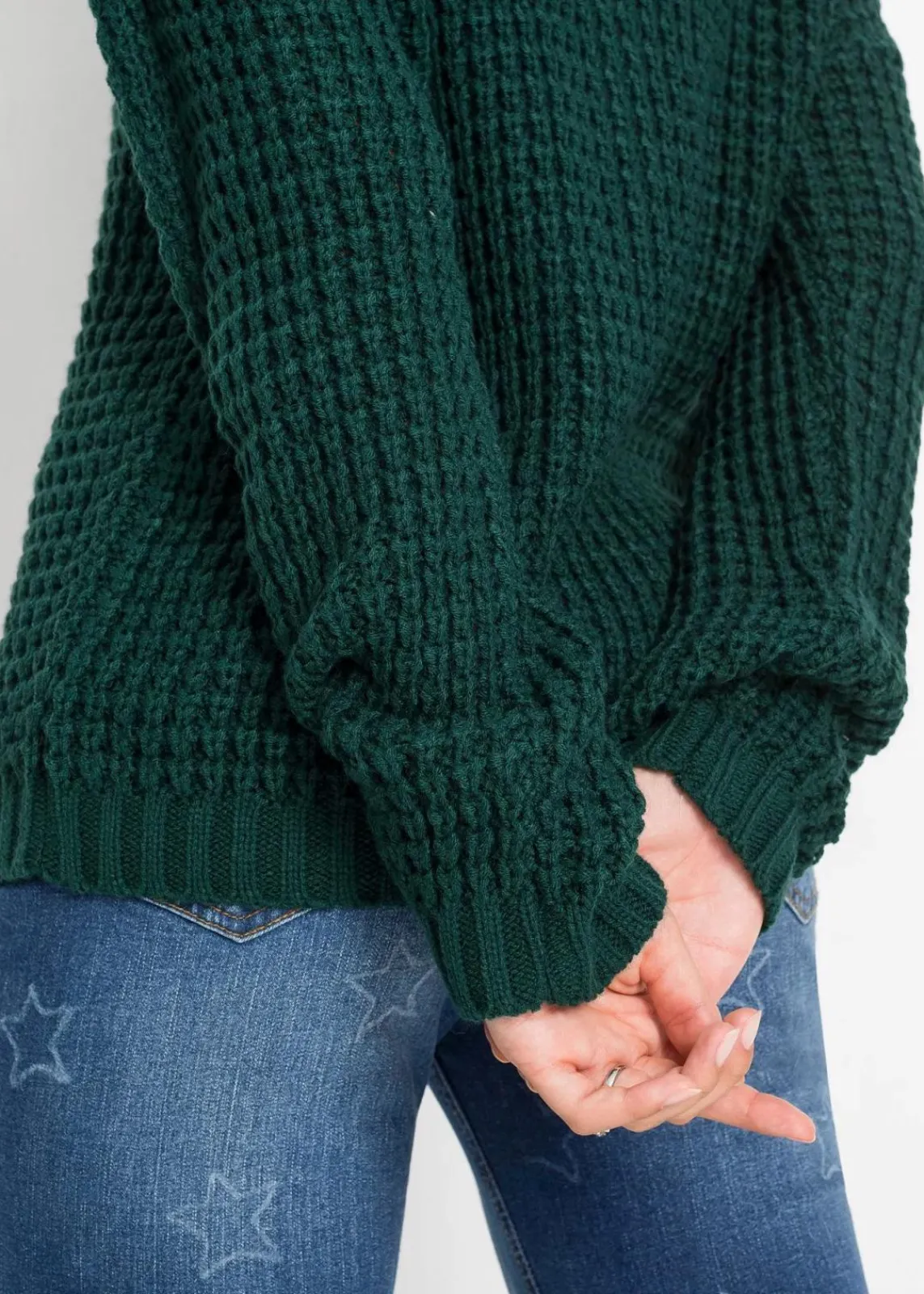 bonprix Bekleidung·Umstandsmode|Bekleidung·Jeans^Grobstrick-Pullover mit Reißverschluss-Detail tiefgrün