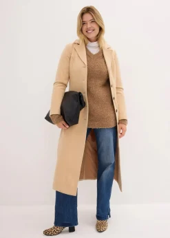 bonprix Pullover & Strickjacken|Bekleidung·Jeans^Grobstrick-Pullover mit V-Ausschnitt camel