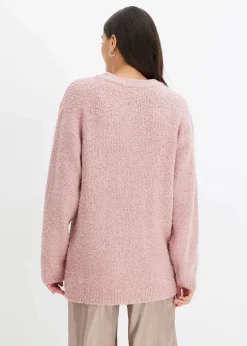 bonprix Bekleidung·Umstandsmode|Strickmode^Grobstrick-Pullover mit V-Ausschnitt aschrosa