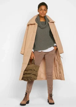 bonprix Bekleidung·Umstandsmode|Bekleidung·Jeans^Grobstrick-Pullover mit weitem Kragen dunkeloliv