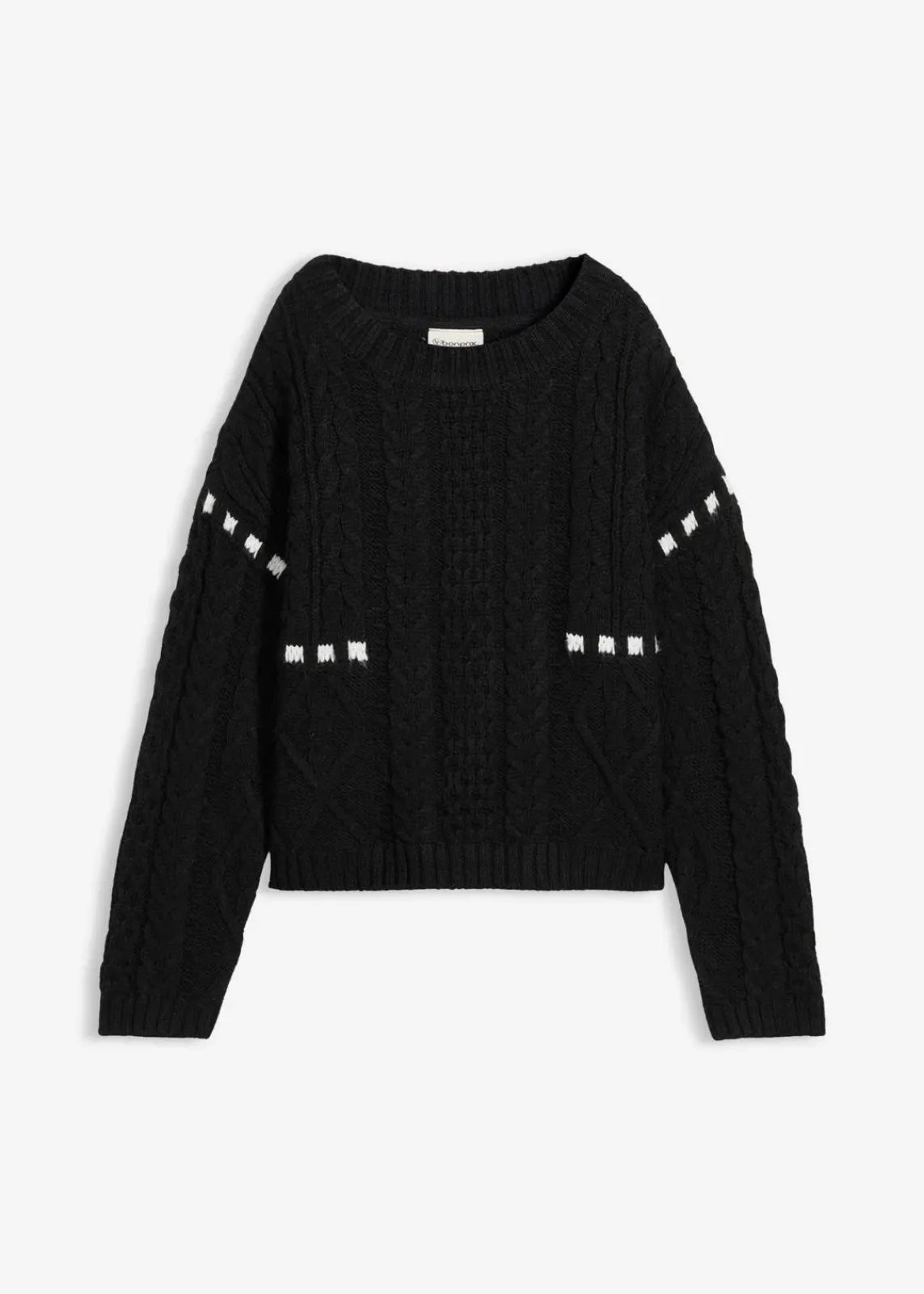 bonprix Bekleidung·Umstandsmode|Bekleidung·Jeans^Grobstrick-Pullover mit Zopfmuster schwarz