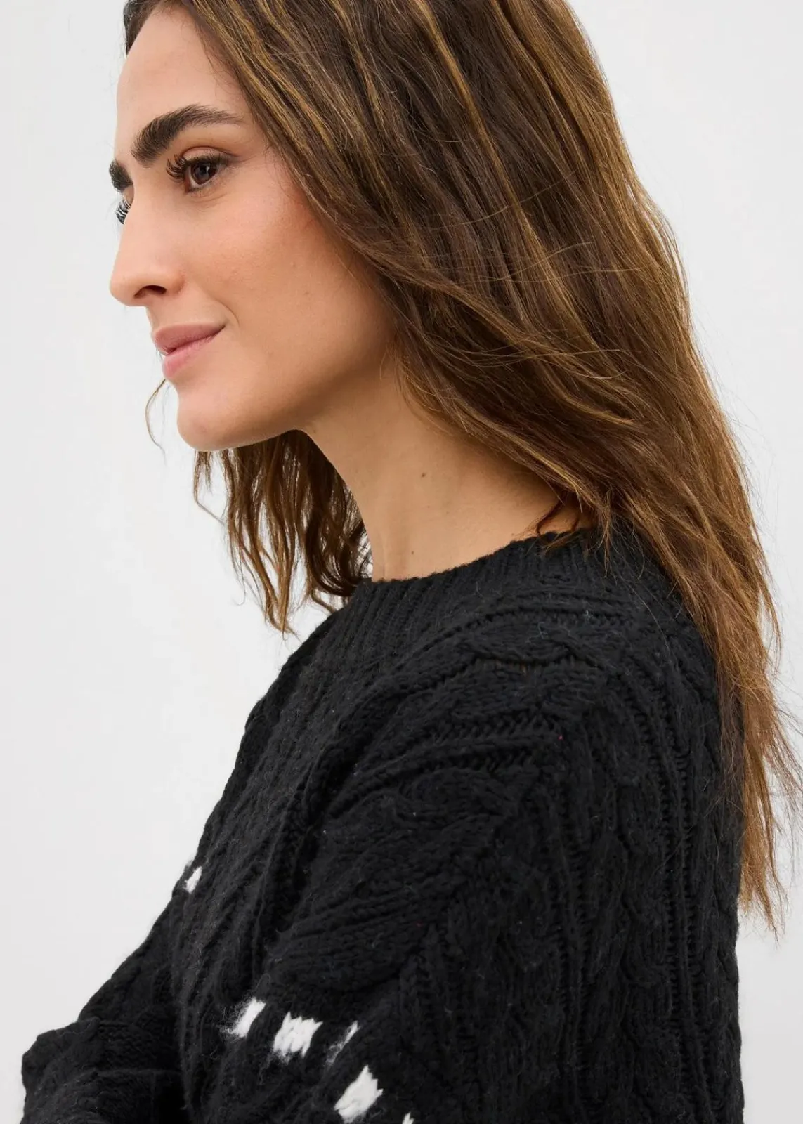 bonprix Bekleidung·Umstandsmode|Bekleidung·Jeans^Grobstrick-Pullover mit Zopfmuster schwarz