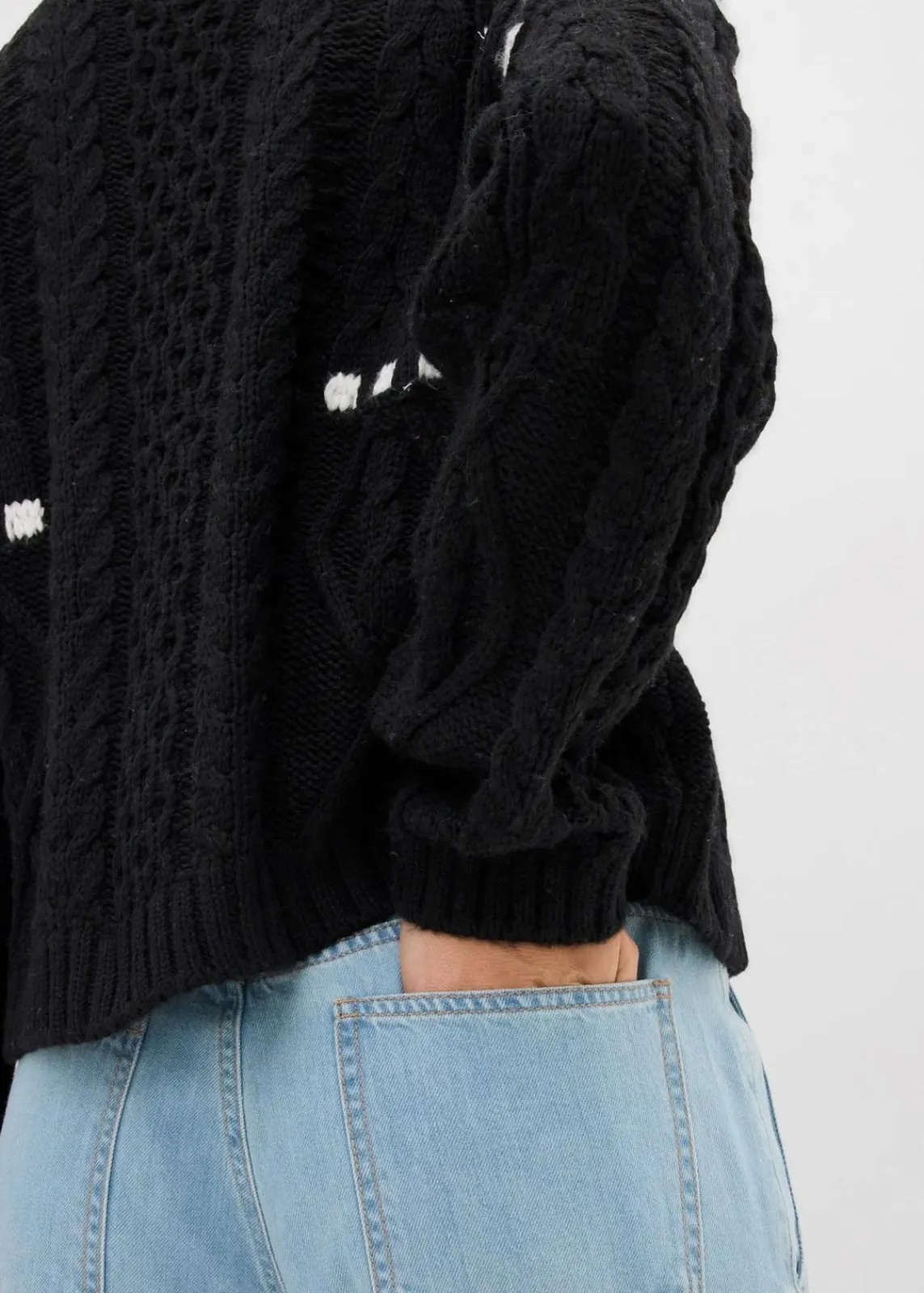 bonprix Bekleidung·Umstandsmode|Bekleidung·Jeans^Grobstrick-Pullover mit Zopfmuster schwarz