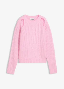 bonprix Bekleidung·Umstandsmode|Strickmode^Grobstrick-Pullover mit Zopfmuster rosa