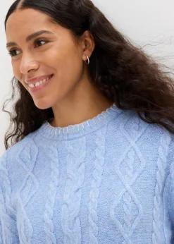 bonprix Strickmode|Pullover & Strickjacken^Grobstrick-Pullover mit Zopfmuster perlblau