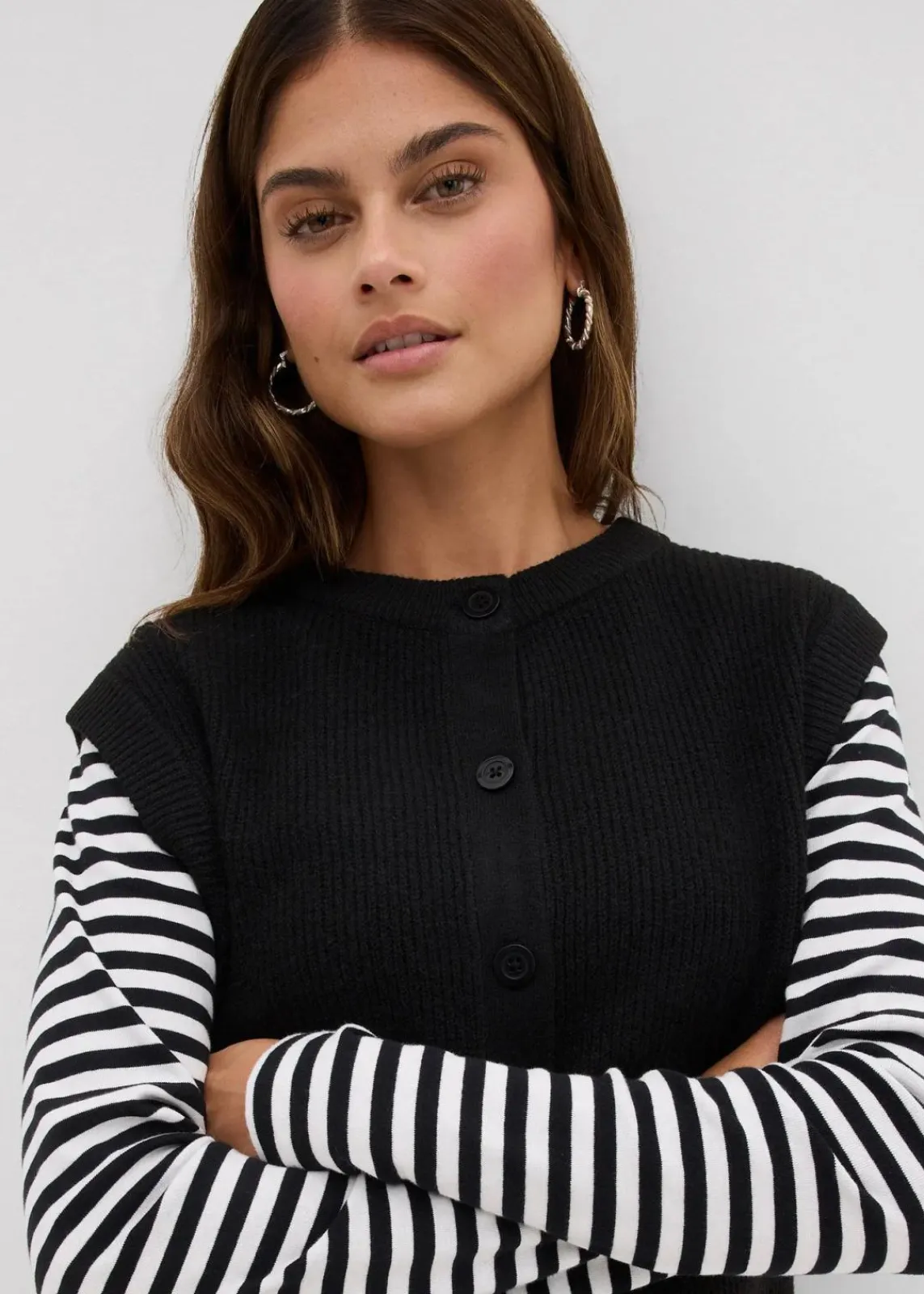 bonprix Bekleidung·Umstandsmode|Pullover & Strickjacken^Grobstrick-Pullunder schwarz