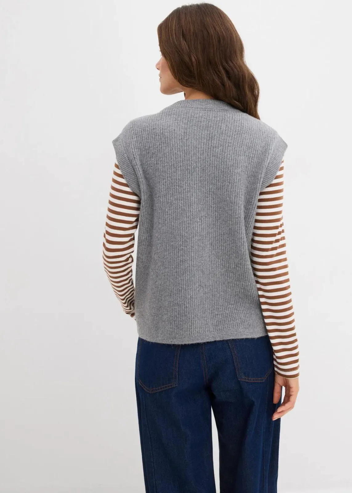 bonprix Bekleidung·Röcke|Bekleidung·Jeans^Grobstrick-Pullunder grau meliert meliert