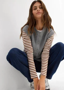 bonprix Bekleidung·Röcke|Bekleidung·Jeans^Grobstrick-Pullunder grau meliert meliert