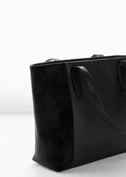 bonprix Taschen^Großer Shopper im Materialmix schwarz