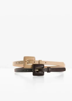 bonprix Gürtel|Schuhe & Accessoires In Spezialgrößen·Gürtel^Gürtel (2er Pack) dunkelbraun/hellkhaki