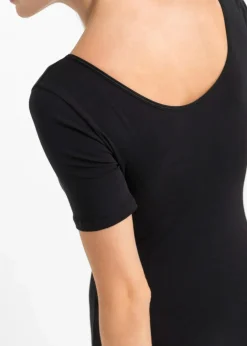 bonprix Wäsche·Basics|Wäsche·Bodies^Halbarm Body mit Baumwolle schwarz