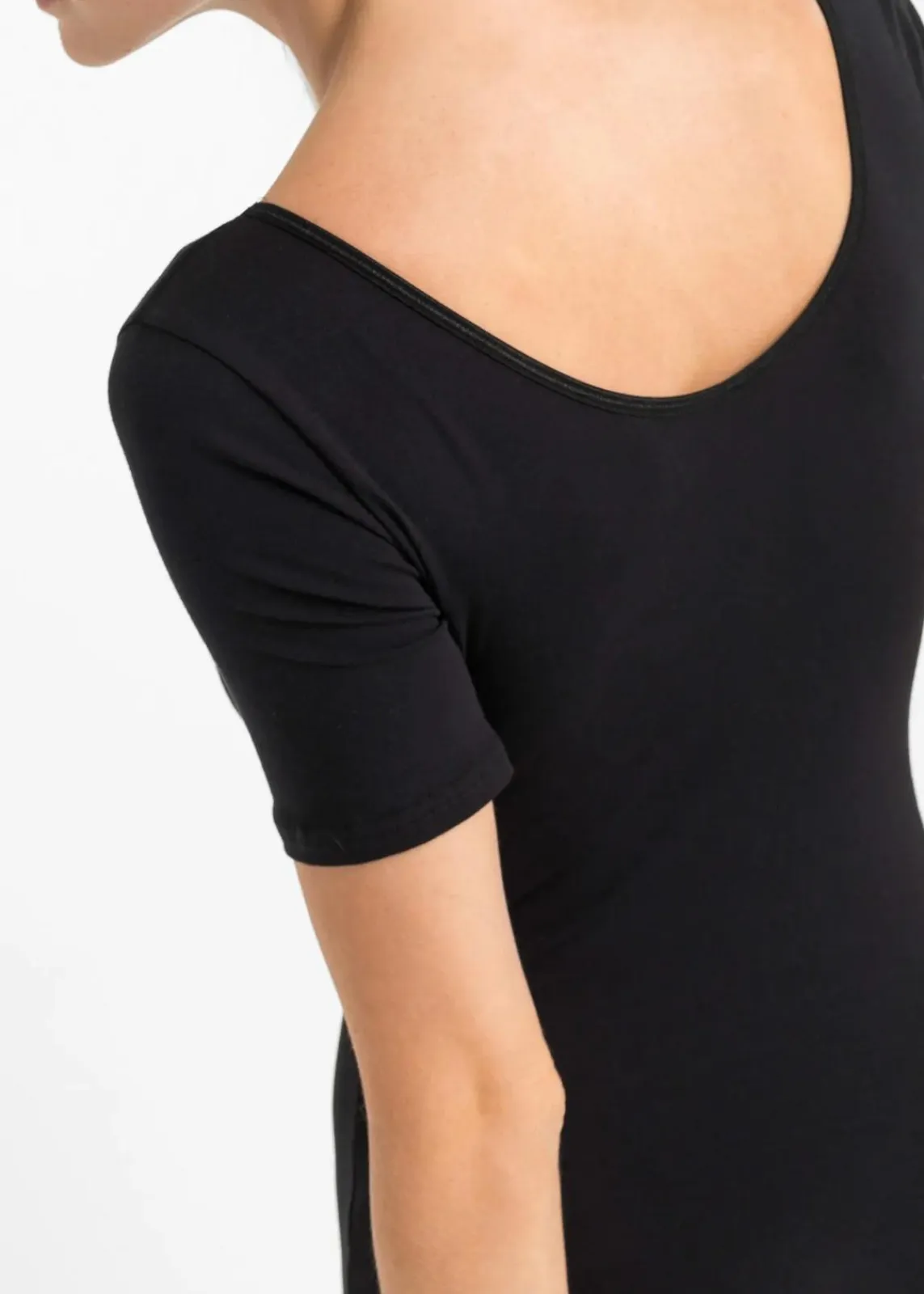 bonprix Wäsche·Basics|Wäsche·Bodies^Halbarm Body mit Baumwolle schwarz