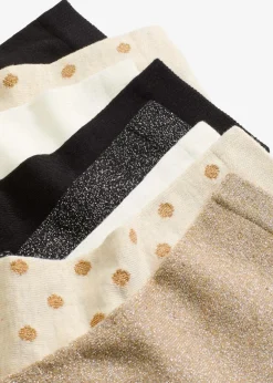 bonprix Nachhaltigere Materialien|Socken & Strumpfhosen^Halbsocken mit Lurex und Bio-Baumwolle (8er Pack) schwarz + wollweiß + gold + hellbeige meliert