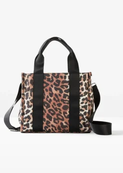bonprix Taschen^Handtasche schwarz/beige leo bedruckt