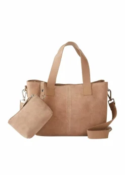 bonprix Taschen^Handtasche aus Veloursleder camel