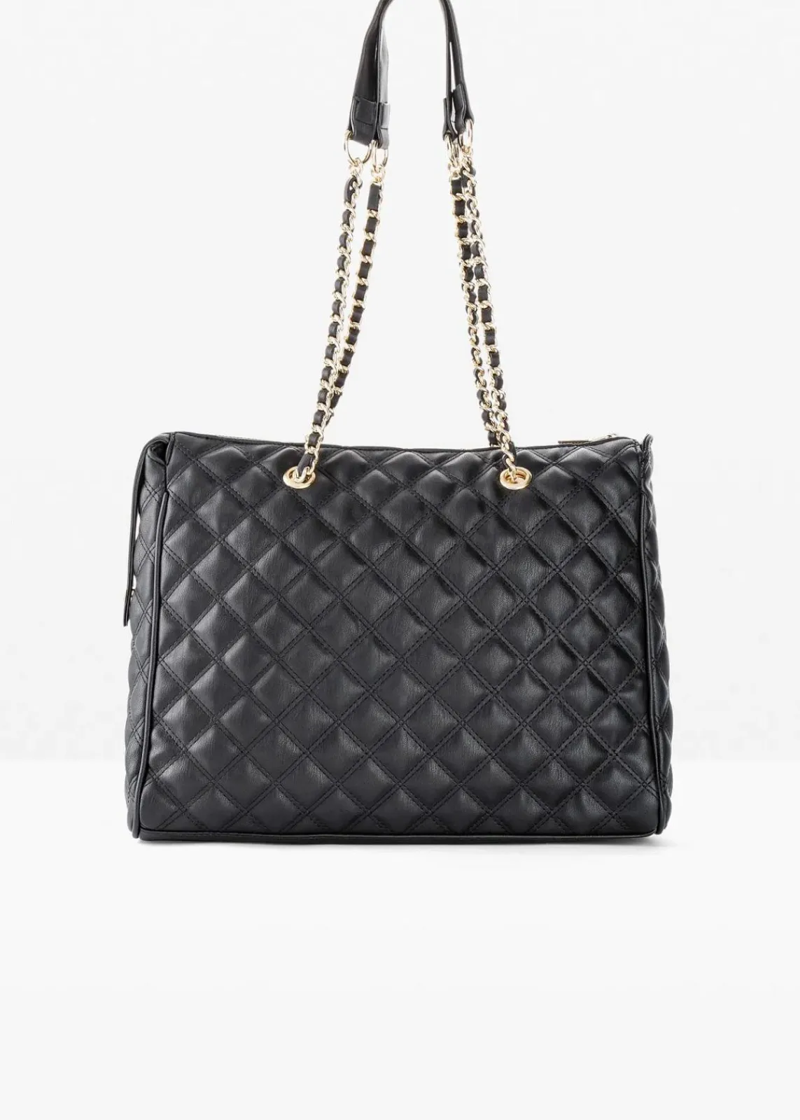 bonprix Taschen^Handtasche mit dekorativer Steppung schwarz/goldfarben