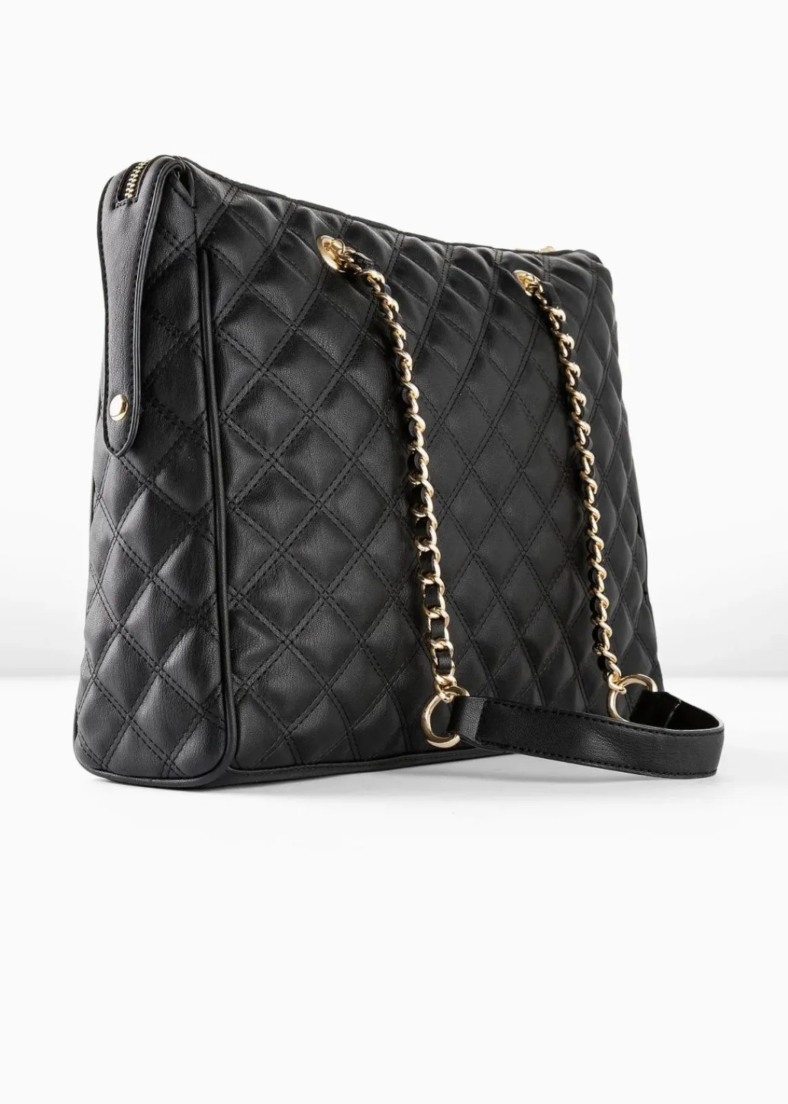 bonprix Taschen^Handtasche mit dekorativer Steppung schwarz/goldfarben