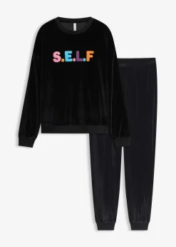 bonprix Wäsche·Homewear|Wäsche·Nachtwäsche^Hausanzug aus Samt schwarz