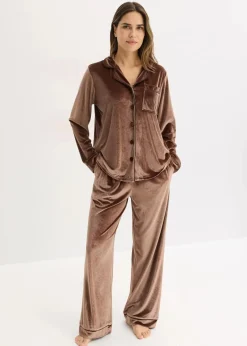 bonprix Wäsche·Homewear|Wäsche·Nachtwäsche^Hausanzug aus Samt maronenbraun