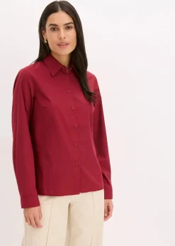 bonprix Blusen & Tuniken|Bekleidung·Jacken & Mäntel^Hemdbluse pflaumenrot
