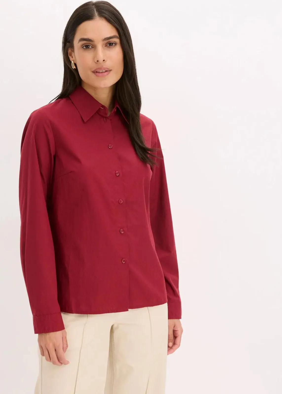 bonprix Blusen & Tuniken|Bekleidung·Jacken & Mäntel^Hemdbluse pflaumenrot