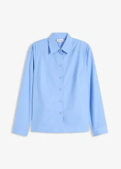 bonprix Blusen & Tuniken|Bekleidung·Jacken & Mäntel^Hemdbluse mittelblau