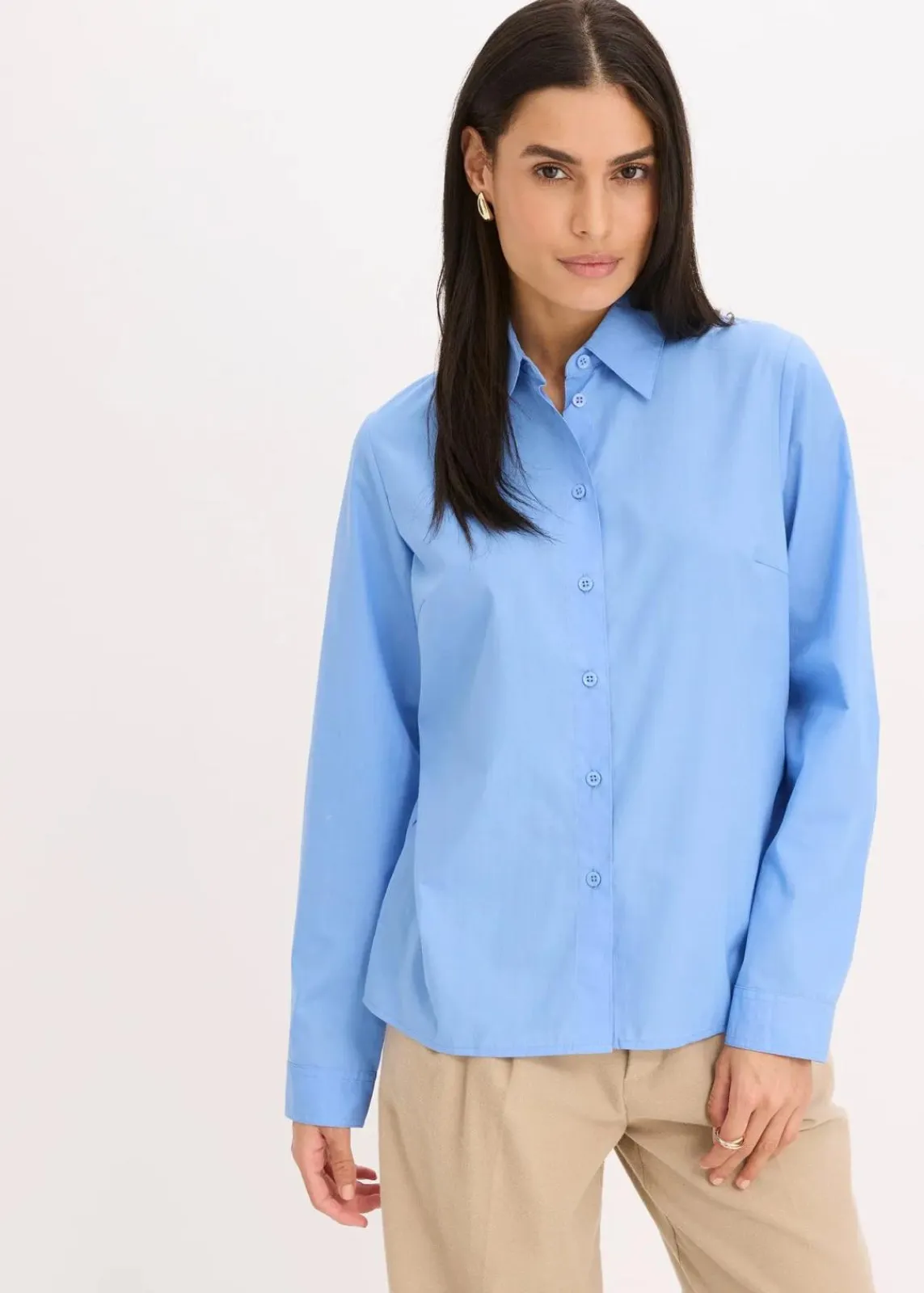 bonprix Blusen & Tuniken|Bekleidung·Jacken & Mäntel^Hemdbluse mittelblau