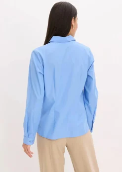 bonprix Blusen & Tuniken|Bekleidung·Jacken & Mäntel^Hemdbluse mittelblau