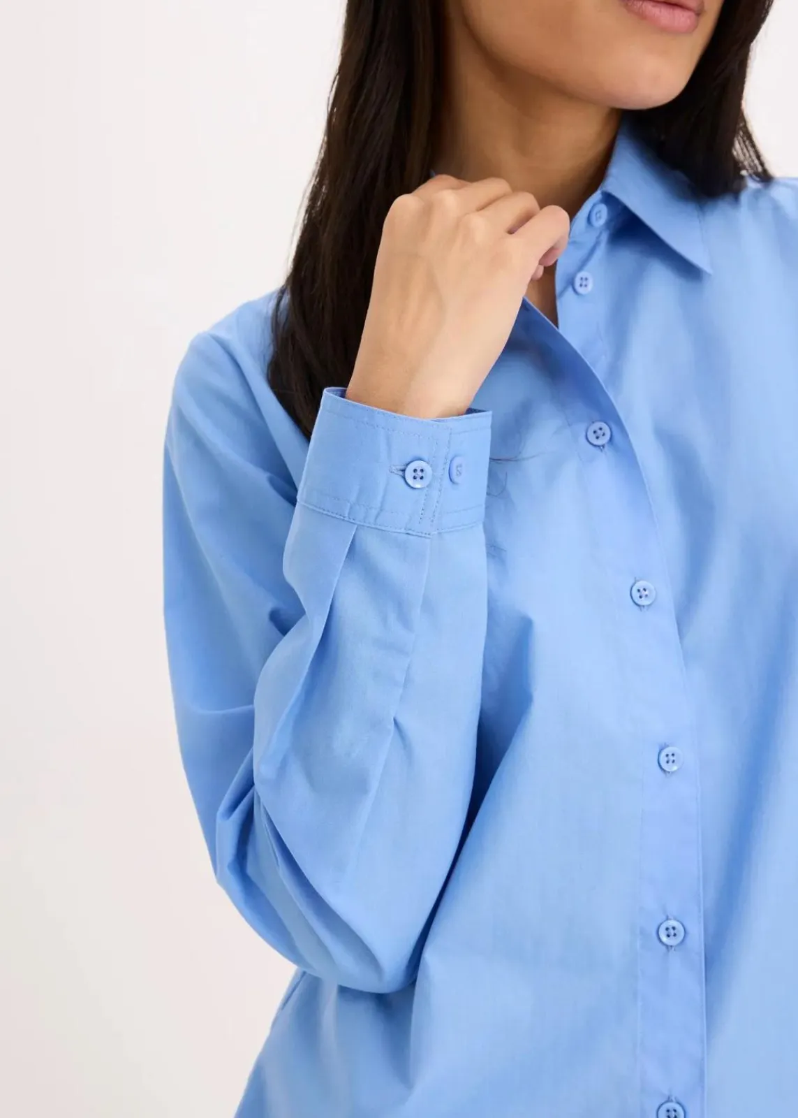 bonprix Blusen & Tuniken|Bekleidung·Jacken & Mäntel^Hemdbluse mittelblau