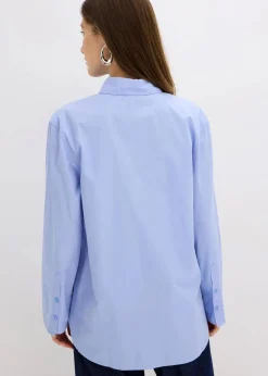 bonprix Bekleidung·Jacken & Mäntel|Blusen & Tuniken^Hemdbluse aus reiner Baumwolle perlblau