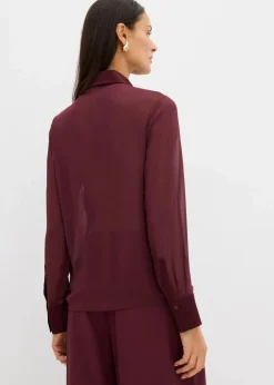 bonprix Bekleidung·Jacken & Mäntel|Blusen & Tuniken^Hemdbluse mit Satineinsatz weinrot
