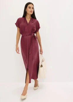 bonprix Kleider|Bekleidung·Pullover & Strickjacken^Hemdblusenkleid ahornrot