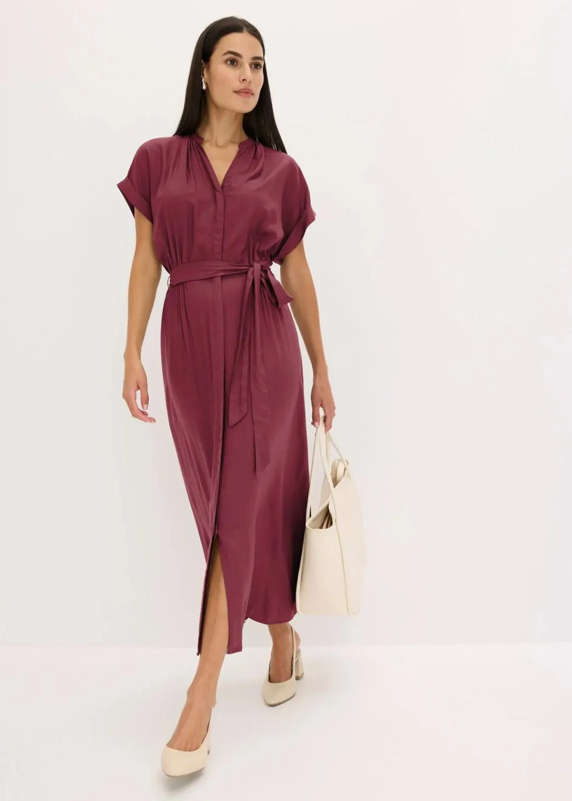 bonprix Kleider|Bekleidung·Pullover & Strickjacken^Hemdblusenkleid ahornrot
