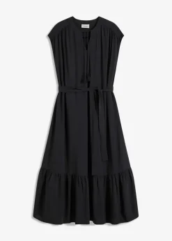 bonprix Bekleidung·Pullover & Strickjacken|Kleider^Hemdblusenkleid aus fließender Viscose schwarz