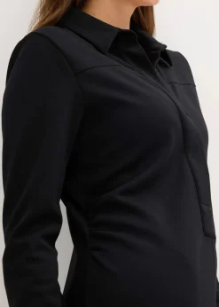 bonprix Kleider|Bekleidung·Pullover & Strickjacken^Hemdblusenkleid aus Punto di Roma schwarz