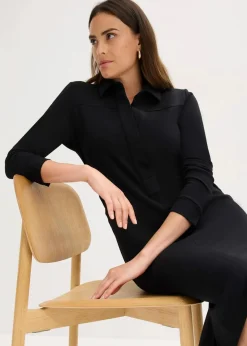 bonprix Kleider|Bekleidung·Pullover & Strickjacken^Hemdblusenkleid aus Punto di Roma schwarz