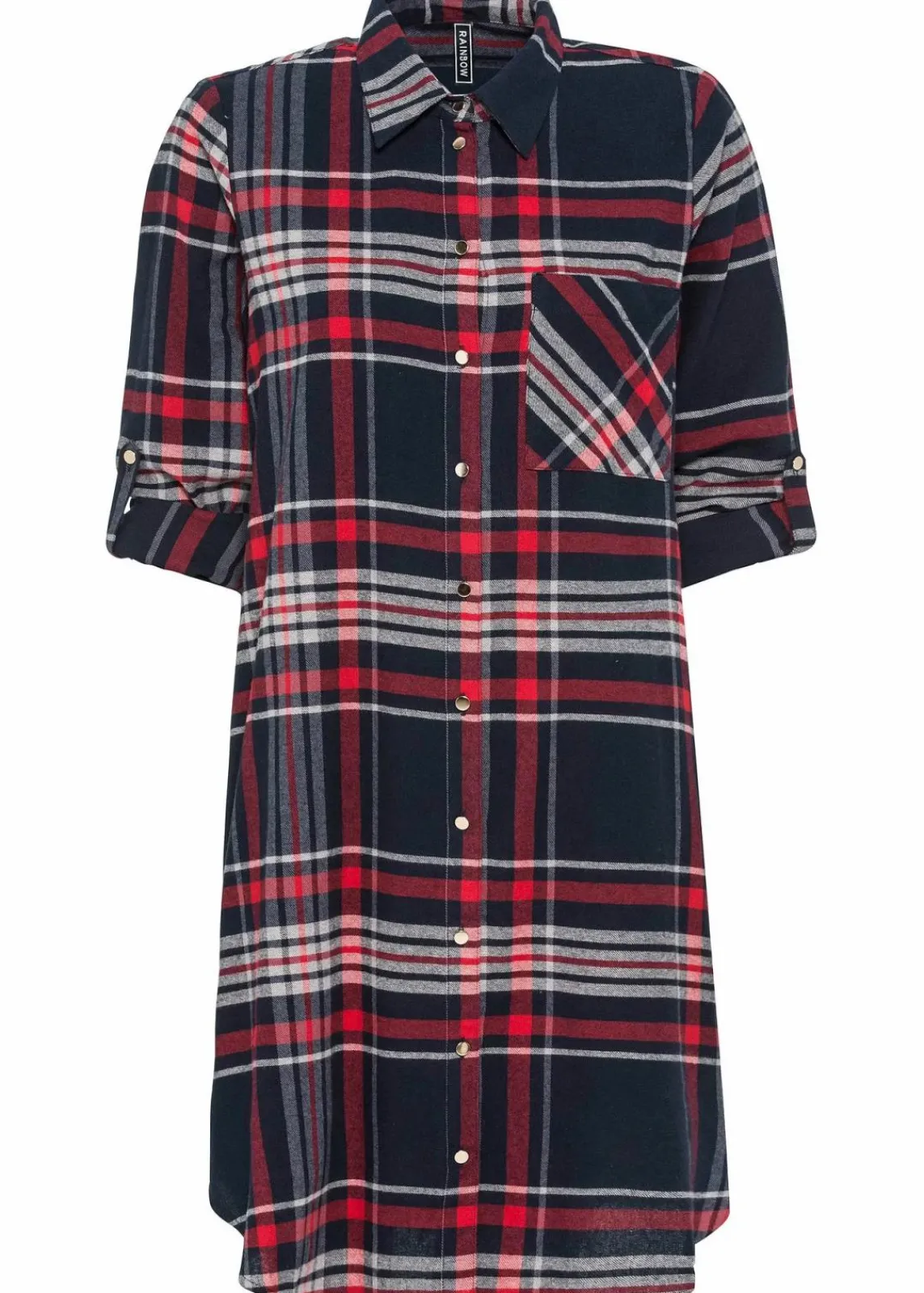 bonprix Bekleidung·Pullover & Strickjacken|Kleider^Hemdblusenkleid aus reiner Baumwolle dunkelblau/rot/weiß kariert