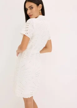 bonprix Bekleidung·Pullover & Strickjacken|Kleider^Hemdblusenkleid aus reiner Baumwolle weiß