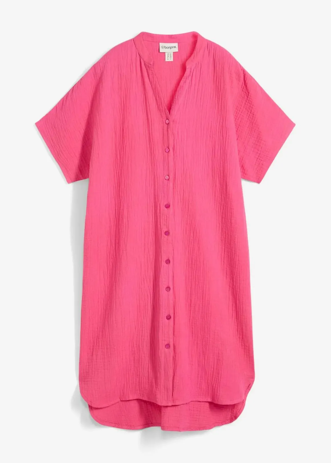 bonprix Kleider|Bekleidung·Pullover & Strickjacken^Hemdblusenkleid aus reiner Baumwolle dunkelpink