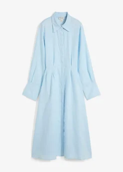 bonprix Bekleidung·Pullover & Strickjacken|Kleider^Hemdblusenkleid aus reinem Leinen eisblau
