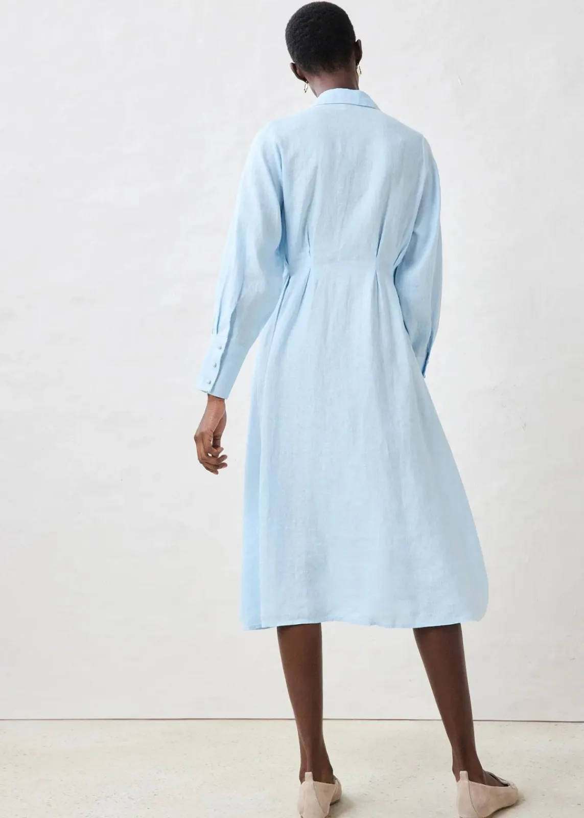 bonprix Bekleidung·Pullover & Strickjacken|Kleider^Hemdblusenkleid aus reinem Leinen eisblau