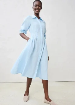 bonprix Bekleidung·Pullover & Strickjacken|Kleider^Hemdblusenkleid aus reinem Leinen eisblau