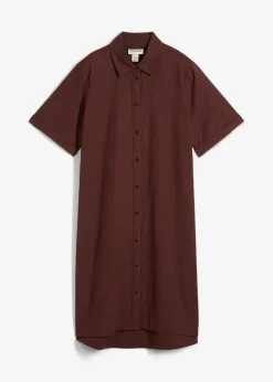 bonprix Bekleidung·Pullover & Strickjacken|Kleider^Hemdblusenkleid aus reiner Baumwolle terrabraun