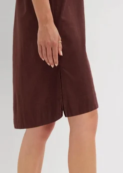 bonprix Bekleidung·Pullover & Strickjacken|Kleider^Hemdblusenkleid aus reiner Baumwolle terrabraun