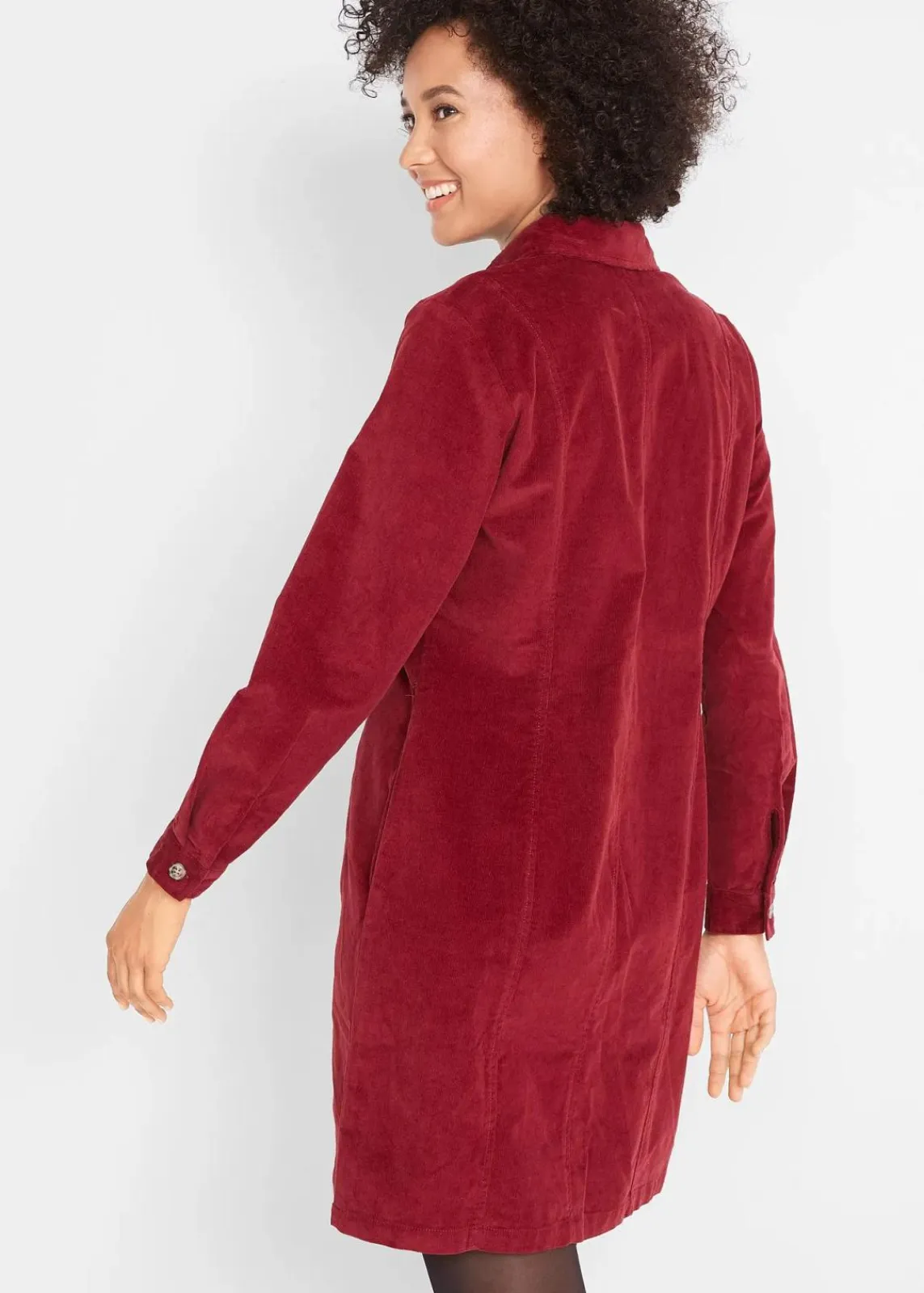 bonprix Kleider|Bekleidung·Pullover & Strickjacken^Hemdblusenkleid Cord, Stretch kastanienrot