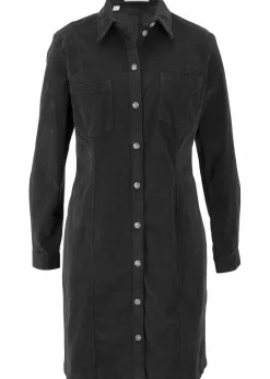 bonprix Bekleidung·Pullover & Strickjacken|Kleider^Hemdblusenkleid Cord, Stretch schwarz