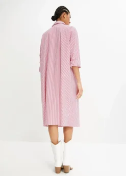 bonprix Bekleidung·Pullover & Strickjacken|Kleider^Hemdblusenkleid gestreift pinklady/weiß gestreift