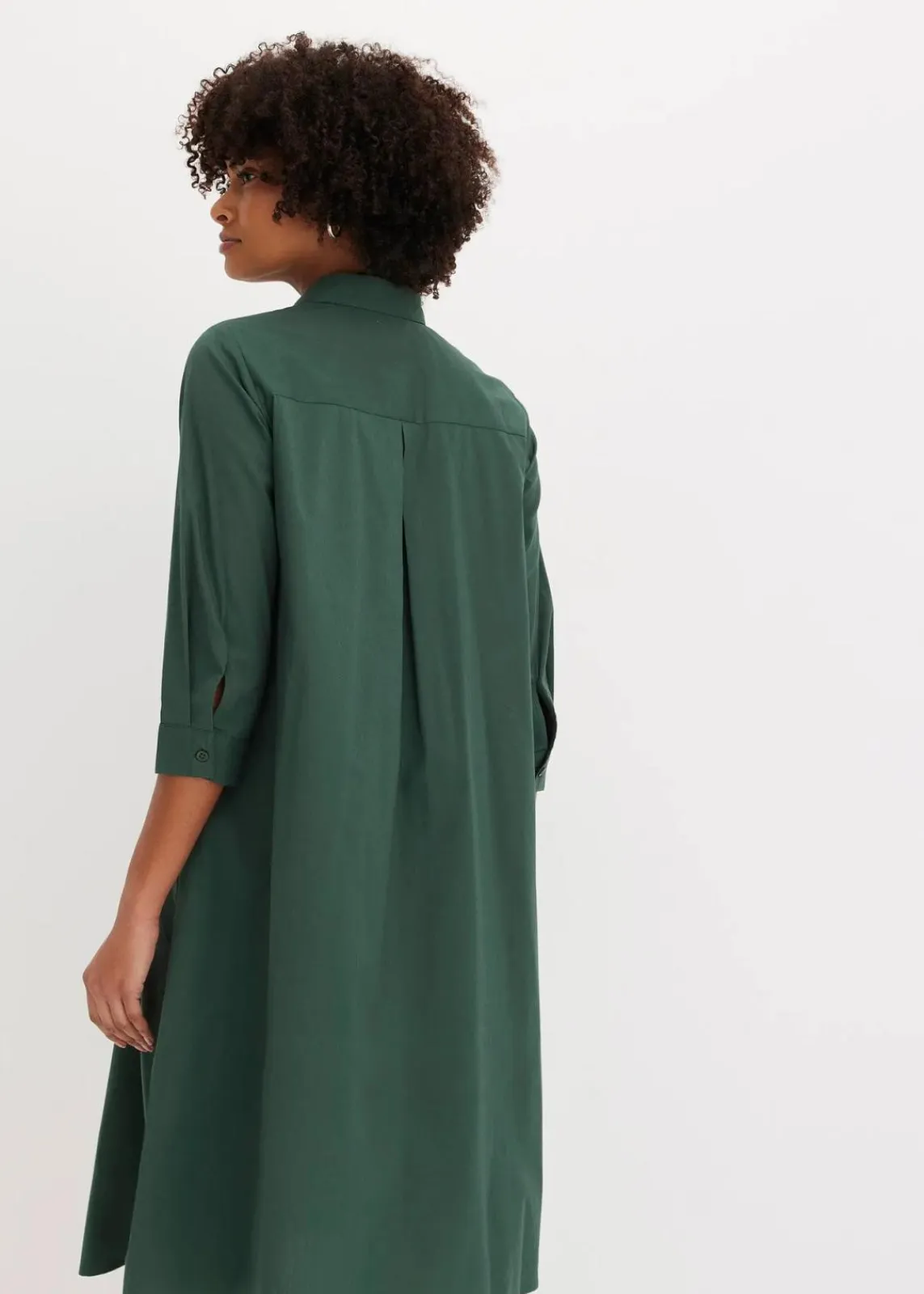 bonprix Kleider|Bekleidung·Pullover & Strickjacken^Hemdblusenkleid mit Baumwolle schattengrün